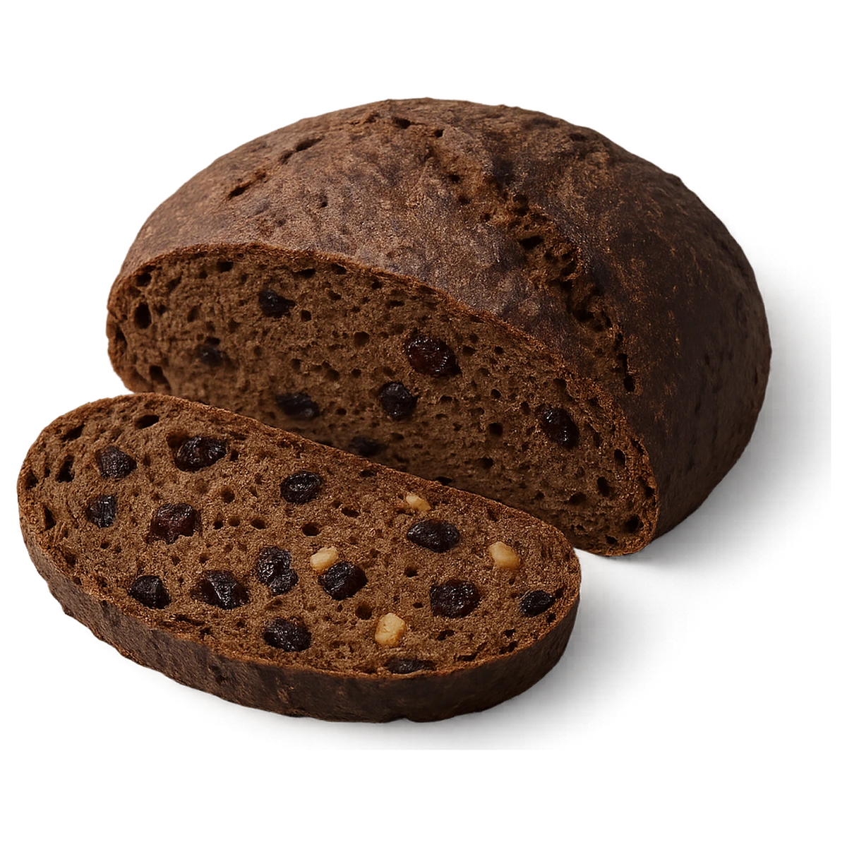 Pane di segale con uvetta e noci